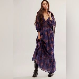 Free People Golden Hour Maxi - Navy Combo - Small
